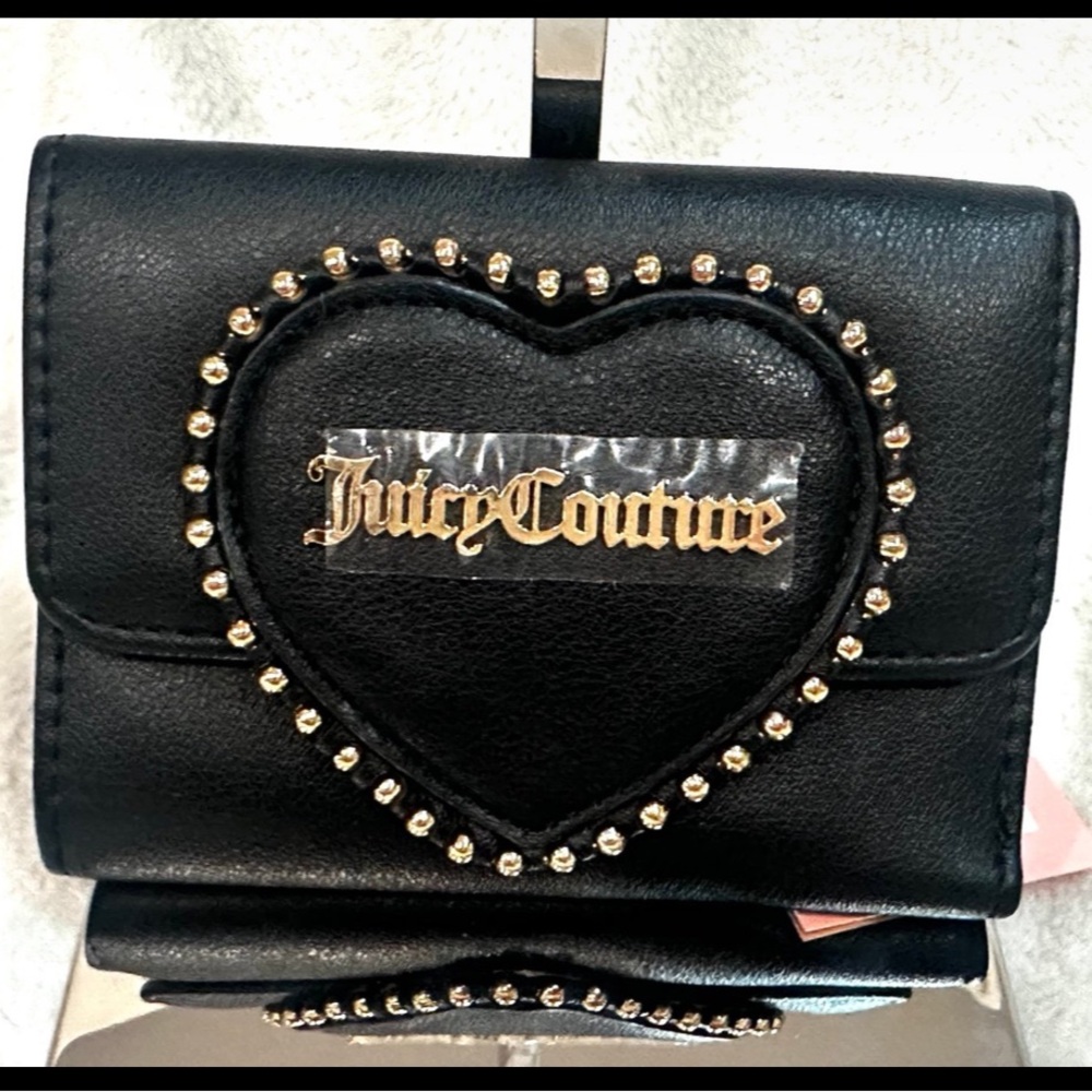 NWT JUICY COUTURE Liquorice Wallet Love Never Dies Trifold - Black